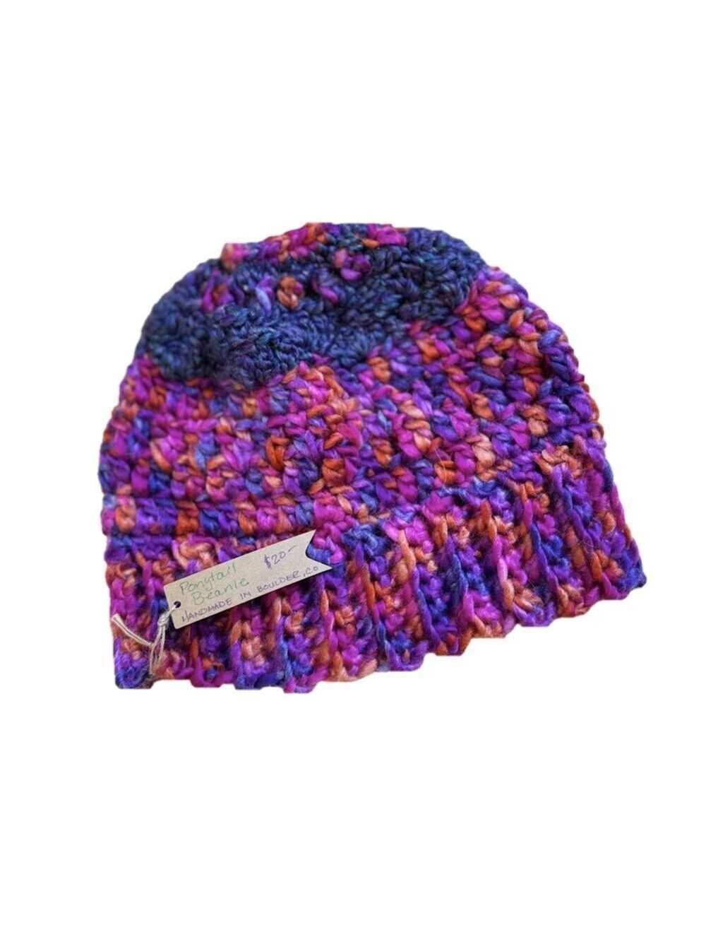 *NWT* HANDMADE Crochet Beanie with Ponytail Hole